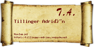 Tillinger Adrián névjegykártya